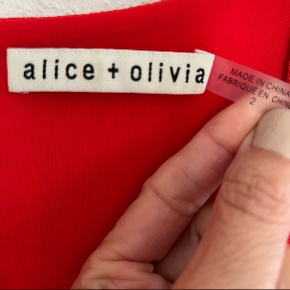 ALICE + OLIVIA JUDY RUCHED RED MINI DRESS SIZE 2 - Picture 7 of 7